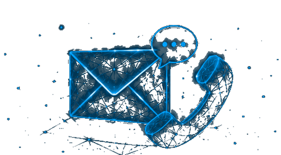 Wireframe envelope, chat and phone — Optis Telecom contact